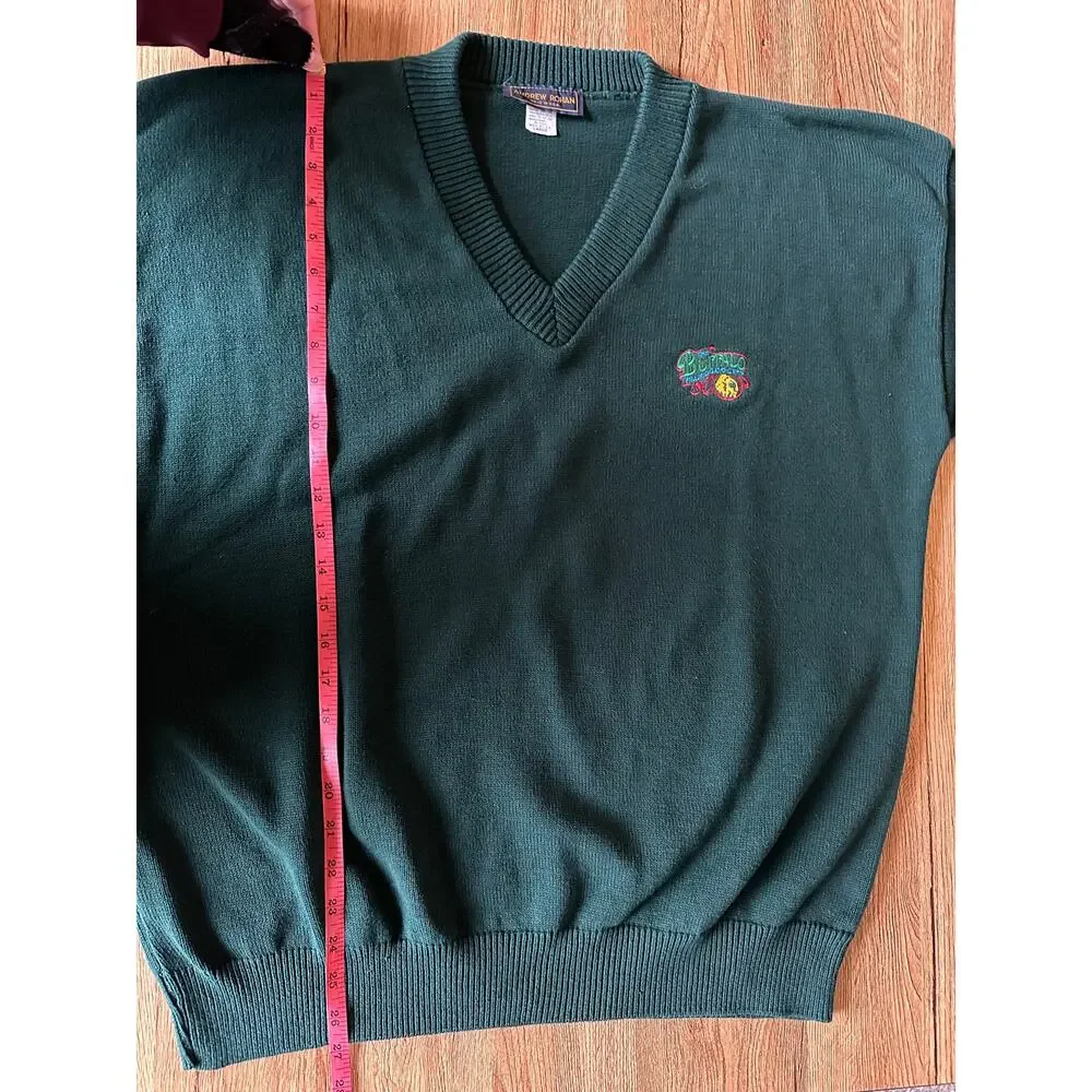 Andrew Rohan Vtg Green V Neck Sweater Size Large